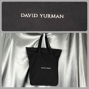 Authentic DY Embroidery Logo David Yurman Canvas Zippered Tote Bag Black / White